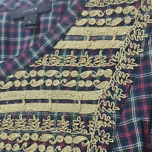 J. Crew Checkered Blouse with Lace Detail - Picture 5 of 14